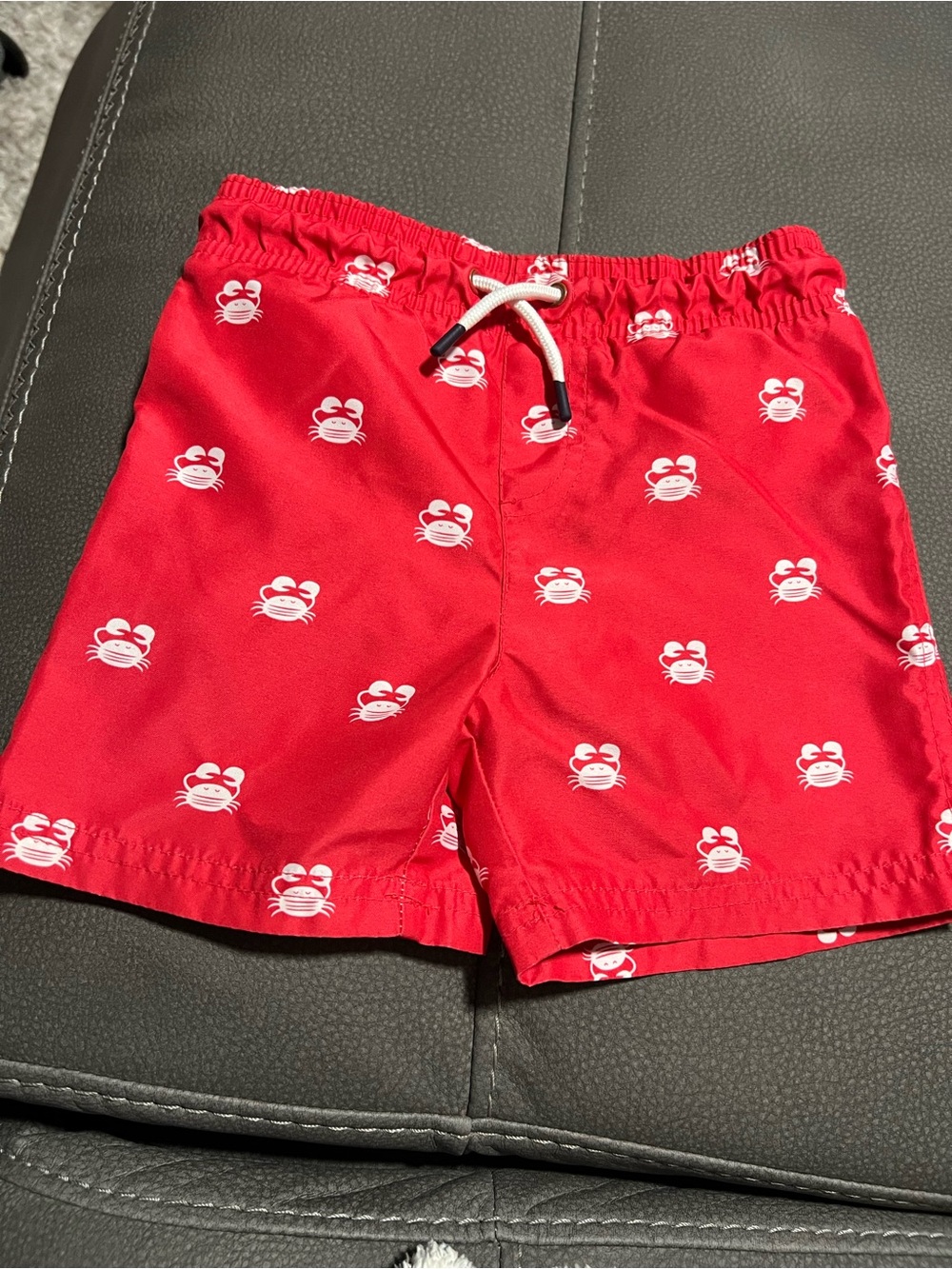 Kids Cat & Jack Red Swim Shorts with Crab Print
